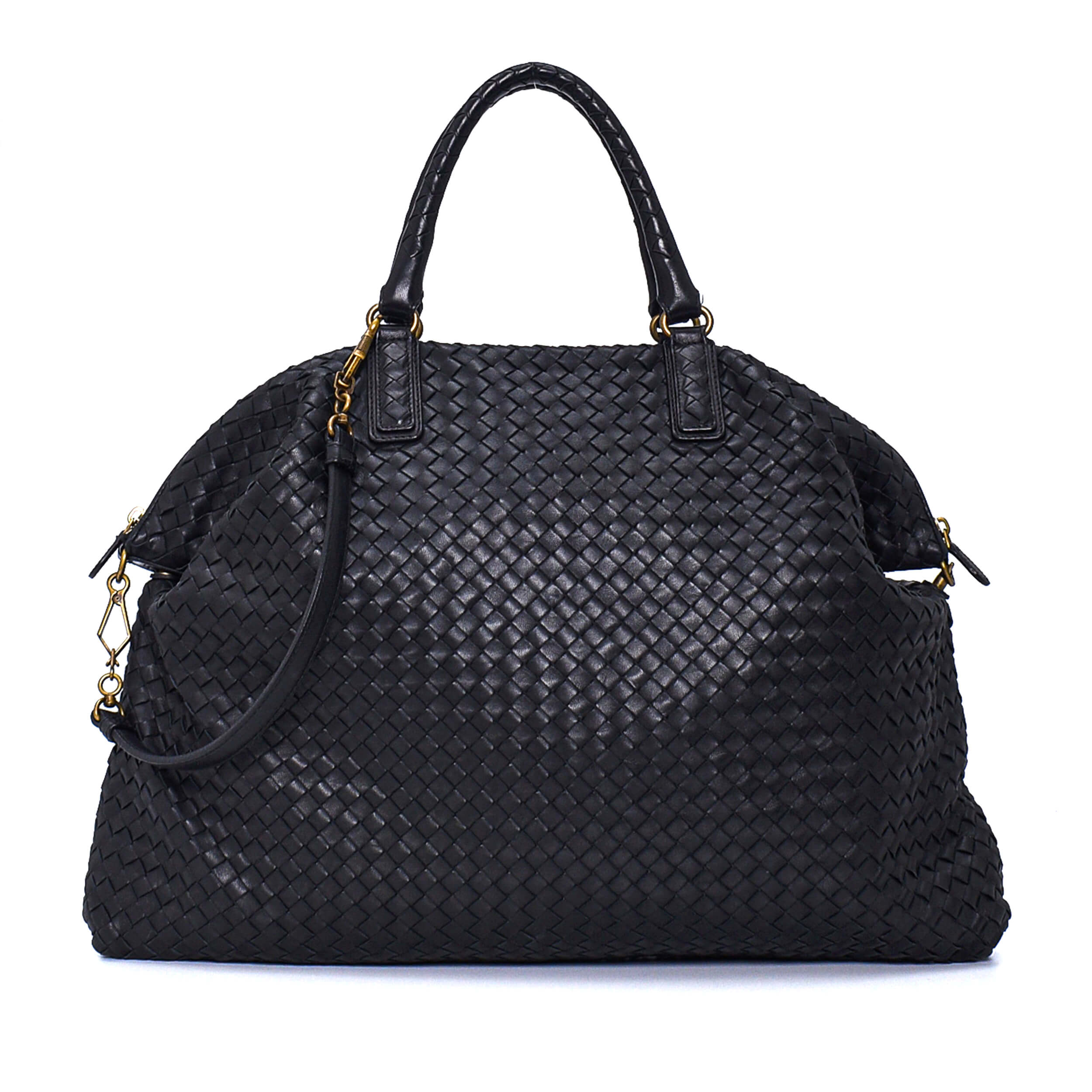 Bottega Veneta - Black Intreccıato Leather Large Hobo Bag